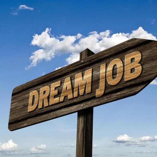 Skilt med teksten Dream job