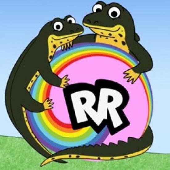 Ramasjang Redders logo med 2 vandsalamandere