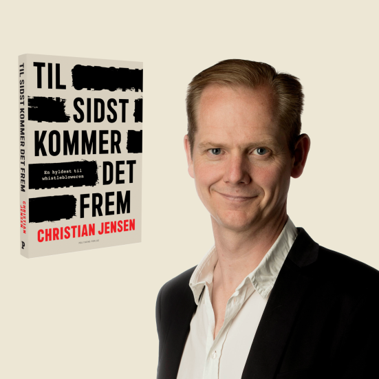 Christian Jensen og forsiden af bogen "Til sidst kommer det frrem"