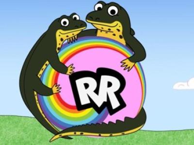 Ramasjang Redders logo med 2 vandsalamandere